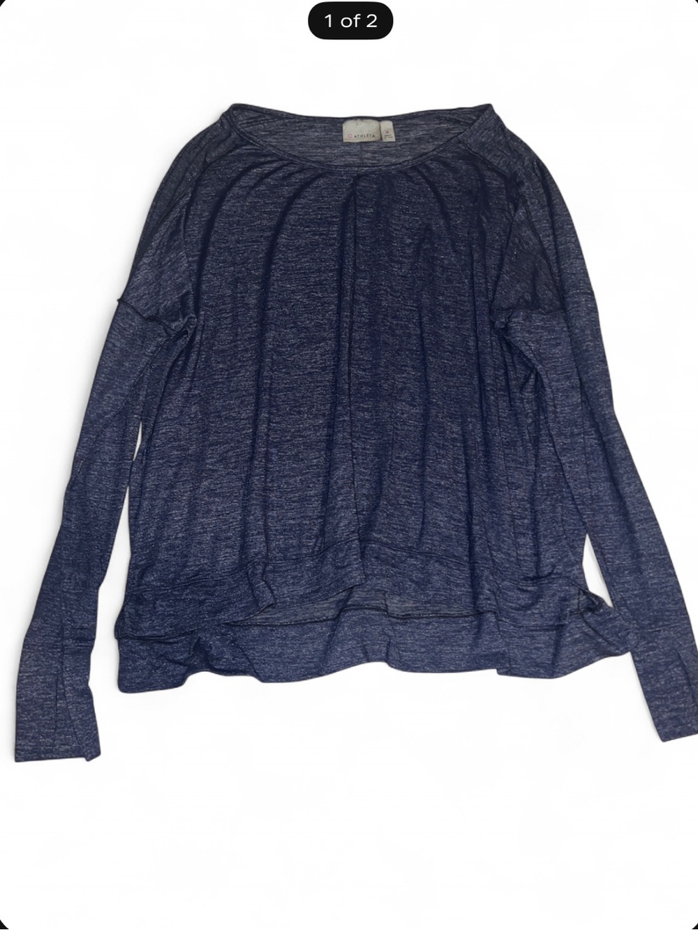Athleta Heathered Navy Blue Shimmer Long Sleeve Top